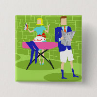 Retro Cartoon Couple at Home Button