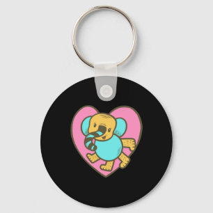 Retro Cartoon Elephant Love Heart Keychain