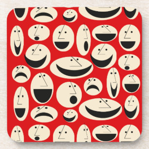 Retro Cartoon Façades Motif Dessous de verre en pl