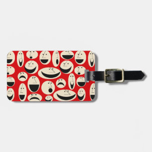 Retro Cartoon Faces Pattern Luggage Tag