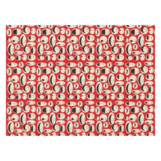 Retro Cartoon Faces Pattern Tablecloth (Front (Horizontal))