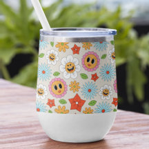 Retro Cartoon Flowers Whimsical Happy Fun