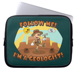 Retro Cartoon- Follow Me! I'm a Geologist! Laptop Sleeve