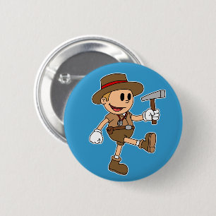 Retro Cartoon Geologist 2 Inch Round Button