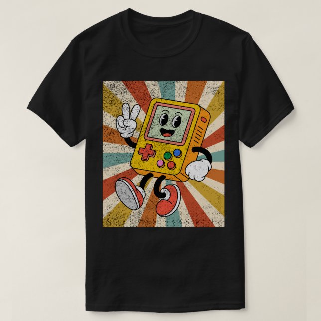 Retro Cartoon Handheld Gamer Console T-Shirt (Design Front)