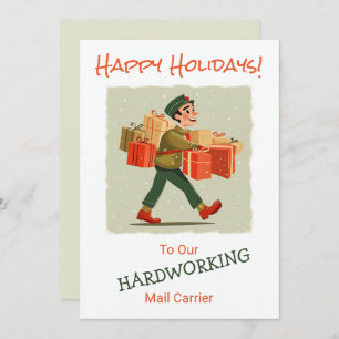 Retro Cartoon Mail Man Flat Holiday Card