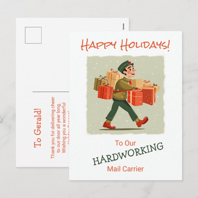 Retro Cartoon Mail Man Postcard (Front/Back)