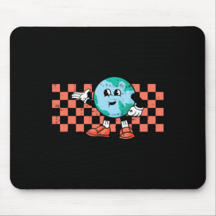 Retro Cartoon Planet Earth Day Environmental Natur Mouse Pad