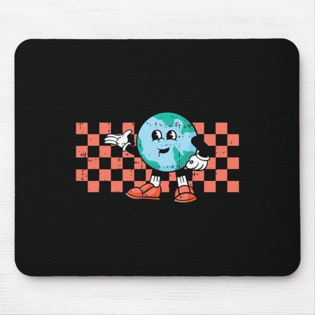 Retro Cartoon Planet Earth Day Environmental Natur Mouse Pad (Front)