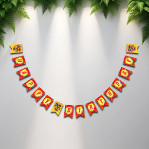Retro Cartoon Superhero Comic Boy's Birthday Party Bunting Flags