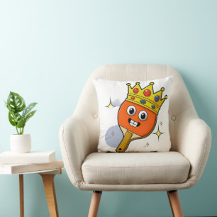 Retro Cartoon Table Tennis Paddle Throw Pillow