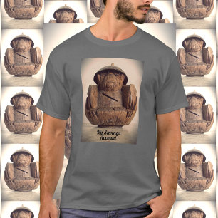 Retro Carved Coconut Monkey Bank Customizable T-Shirt