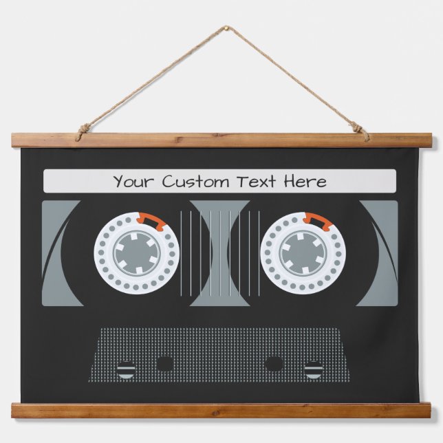 Retro Casette Tape custom text Hanging Tapestry (Front)