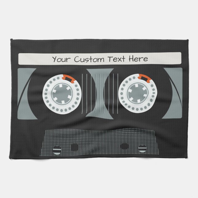 Retro Casette Tape custom text Kitchen Towel (Horizontal)