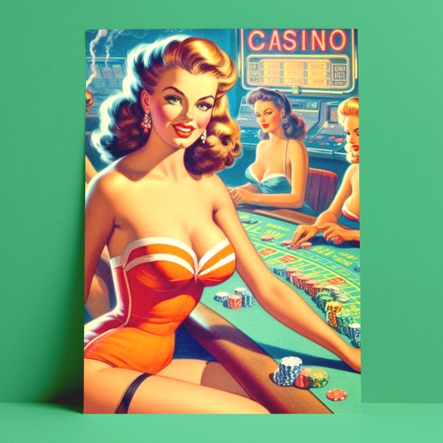Retro Casino Girls Postcard (Creator Uploaded)