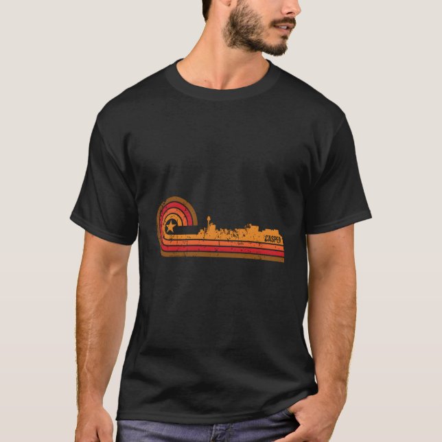 Retro Casper Cityscape Casper Wy Skyline T-Shirt (Front)