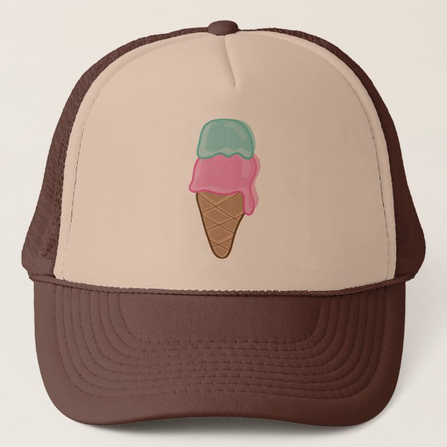 Rétro casquette de glace de fraise et de menthe (Devant)