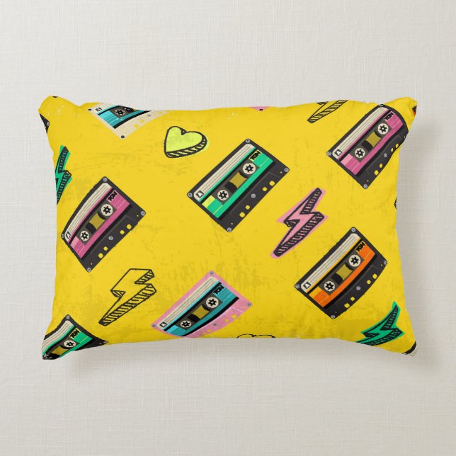 Retro Cassette: 80's Love Party Design Accent Pillow (Front)