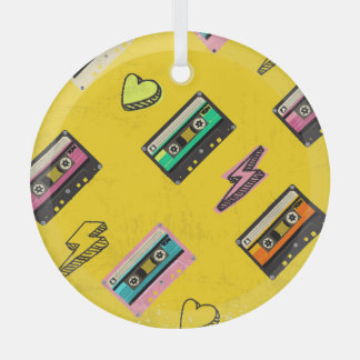 Retro Cassette: 80's Love Party Design Glass Ornament