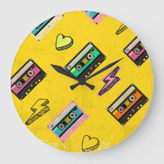 Retro Cassette: 80's Love Party Design Large Clock