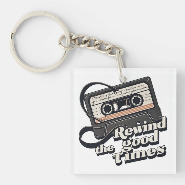 Retro Cassette Design for Nostalgia lovers Keychain (Front)