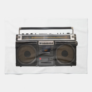 retro cassette player music hipster stereo tape kitchen towel