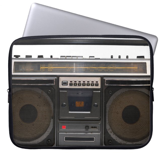 retro cassette player music hipster stereo tape laptop sleeve (Front)