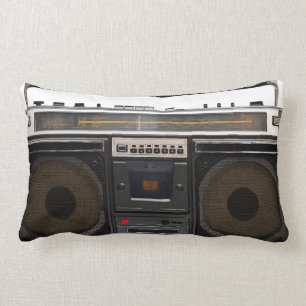 retro cassette player music hipster stereo tape lumbar pillow