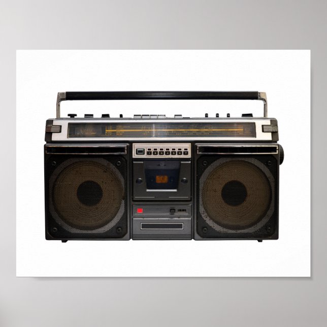 retro cassette player music hipster stereo tape poster (Front)