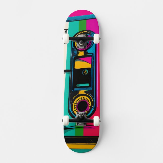 Retro Cassette pop art style Skateboard (Front)