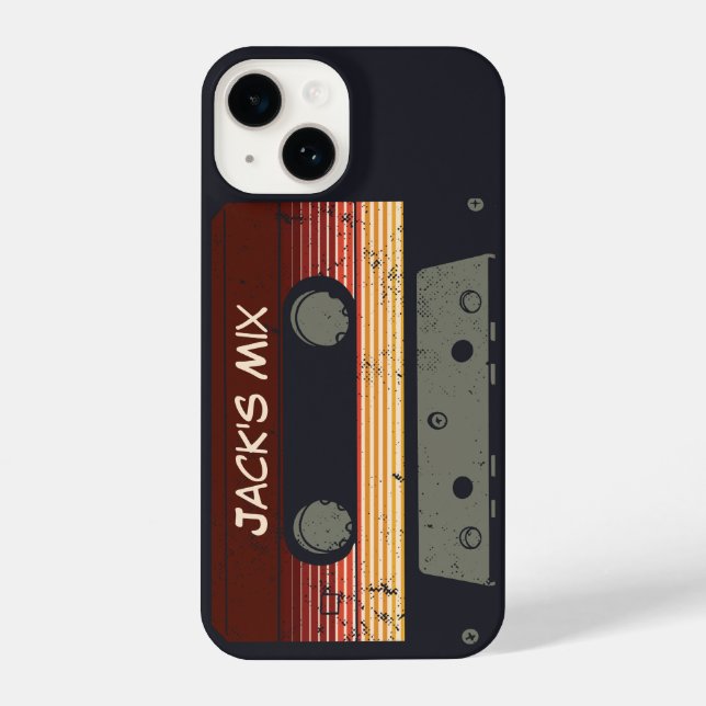 Retro Cassette Tape -80s Vintage Personalised Name iPhone Case (Back)