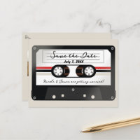 Retro Cassette Tape Beige Grey 90's Save the Date