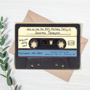 Retro Cassette Tape Birthday Party Invitation