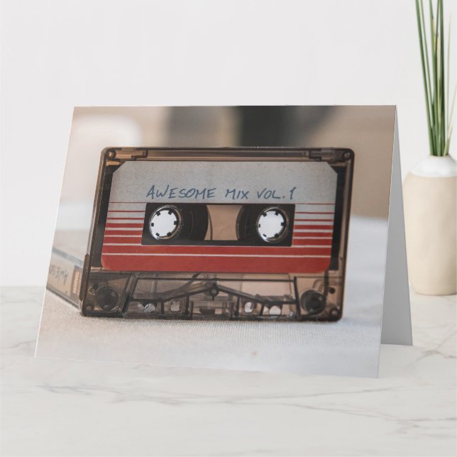 RETRO CASSETTE TAPE CARTES DE SALUT D'ANNIVERSAIRE (Devant)
