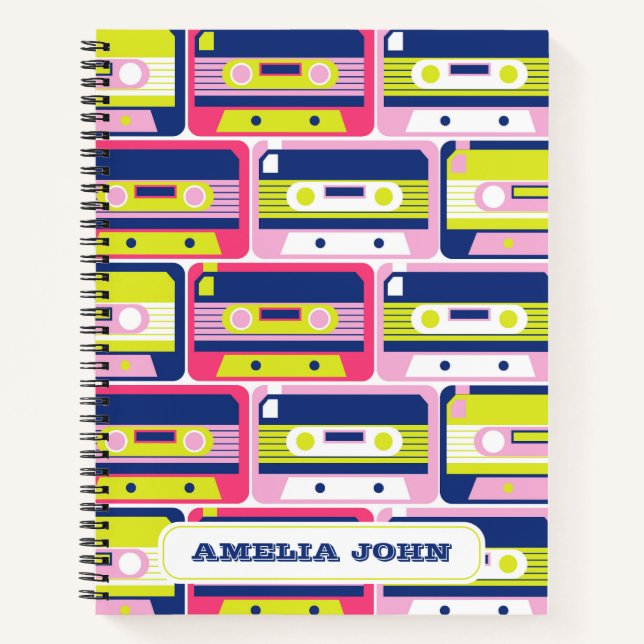Retro Cassette Tape Colourful Custom  Notebook (Front)