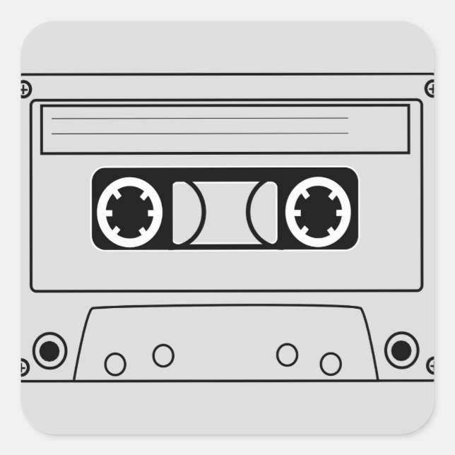 Retro cassette tape grunge music square sticker (Front)