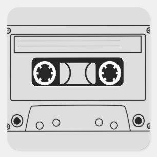 Retro cassette tape grunge music square sticker