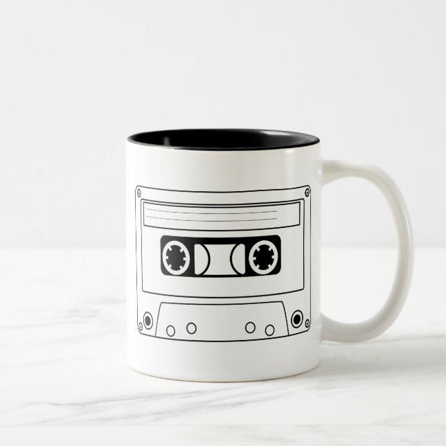 Retro cassette tape grunge music Two-Tone coffee mug (Right)