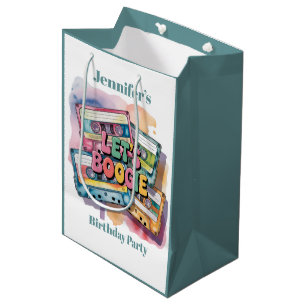 Retro Cassette Tape Let’s Boogie Adult Birthday Medium Gift Bag