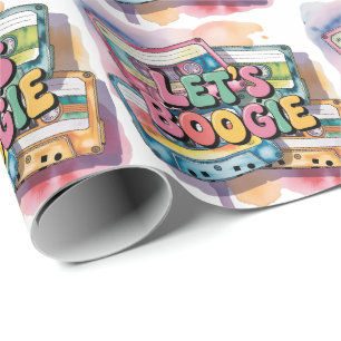Retro Cassette Tape Let’s Boogie Adult Birthday  Wrapping Paper