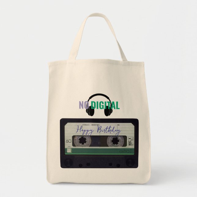 Retro Cassette tape No digital birthday Tote Bag (Devant)