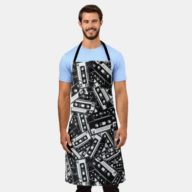 Retro Cassette Tape Pattern Apron (Worn)