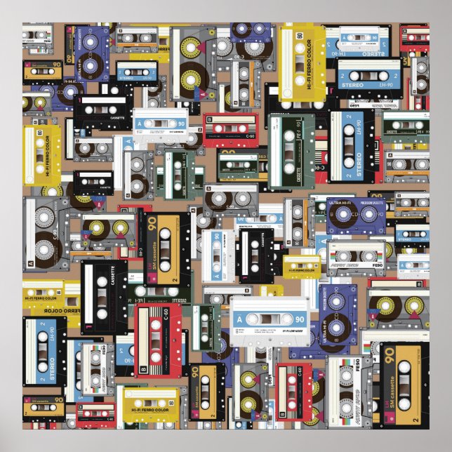 Retro cassette tape pattern poster (Front)