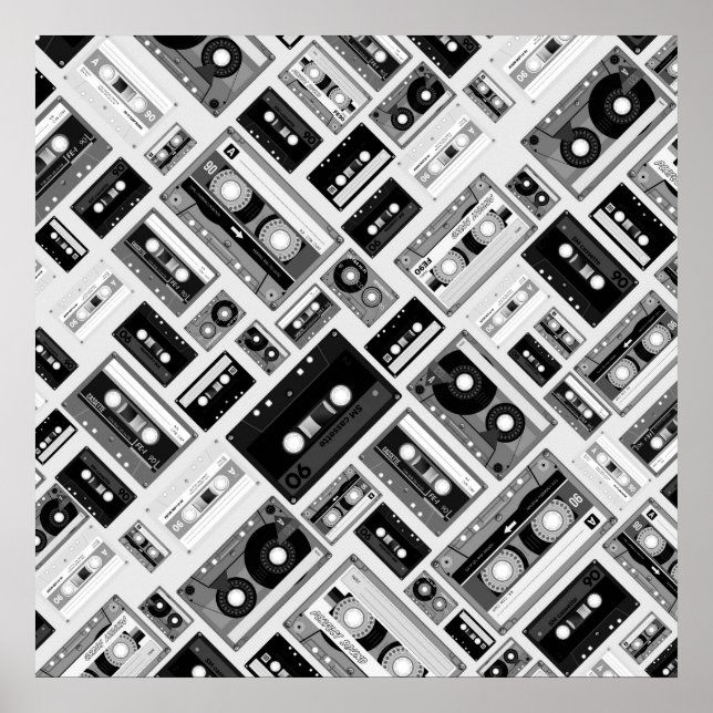 Retro cassette tape pattern poster (Front)