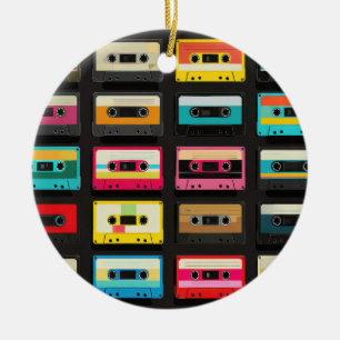 Retro Cassette Tape Pattern – Vintage Music Ceramic Ornament