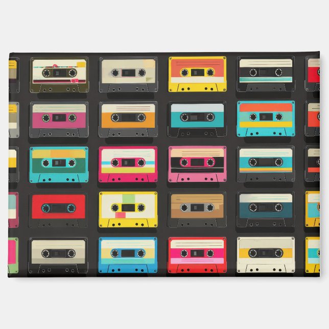 Retro Cassette Tape Pattern – Vintage Music  Magnet (Front)