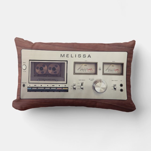 Retro Cassette Tape Recorder Unique Funny Look Lumbar Pillow (Front)