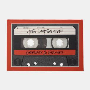 Retro Cassette Tape Red Black Doormat