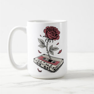 Retro Cassette Tape Rose Personalized Name Coffee Mug