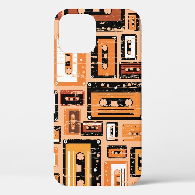 Retro Cassette Tape Seamless Pattern Case-Mate iPhone Case (Back)